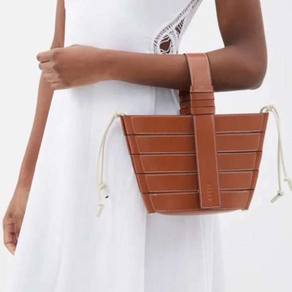 STAUD Diamond Mini Tote Bag Cognac Leather Gorgeous!! - Picture 6 of 6